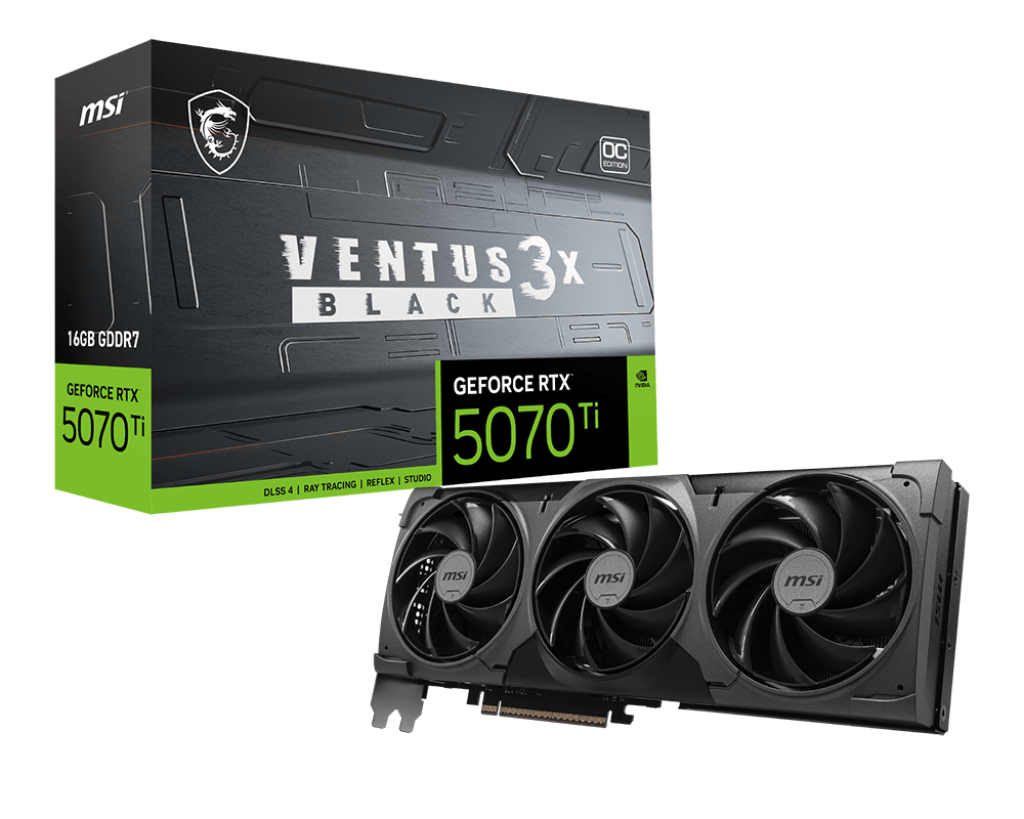 MSI GeForce RTX 5070 Ti 16G VENTUS 3X OC BLACK – image 1