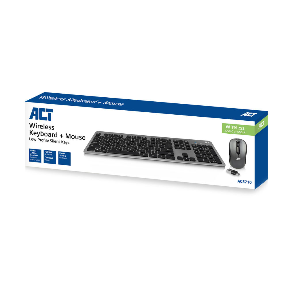 ACT Wireless Keyboard and Mouse set, USB-C/USB-A combi receiver (Qwerty/US layout) – image 6
