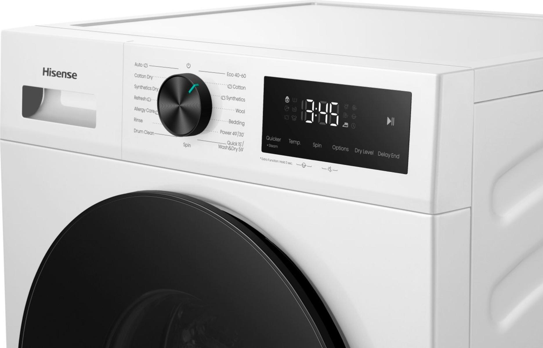 Hisense Efficient 2 in 1 Laundry — 11 kg / 7 kg washer dryer with steam assisted hygiene (99.9% bacteria reduction), Quick Wash, stable 1400 rpm spin and Aqua S – image 4
