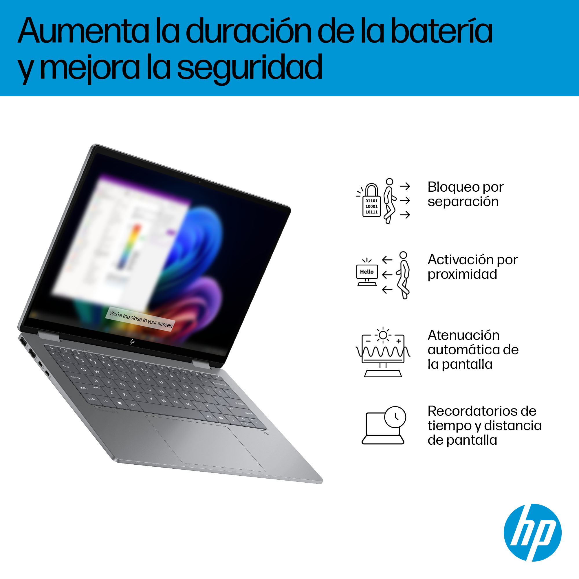 Convertible 2 en 1 - HP OmniBook X 14-fk0002ns Copilot+ PC, 50 TOPS, 14 ", 3K, AMD Ryzen™ AI 7 350, 32GB RAM, 1TB SSD, Radeon™ 860M, W11 H, Plata - imagen 10