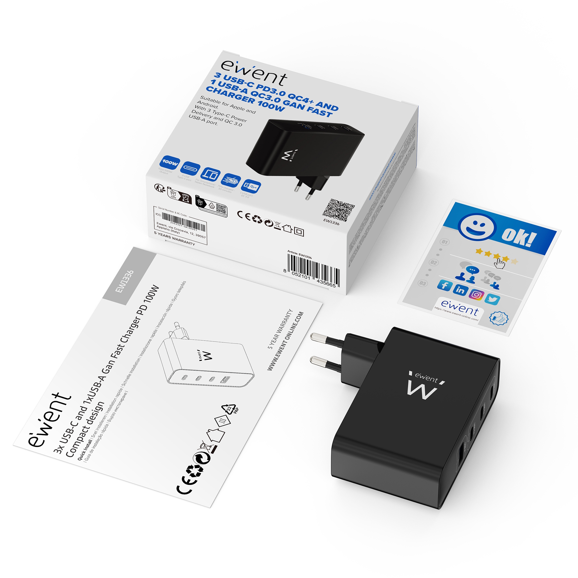 Ewent EW1336 mobile device charger Universal Black AC Fast charging Indoor – image 2