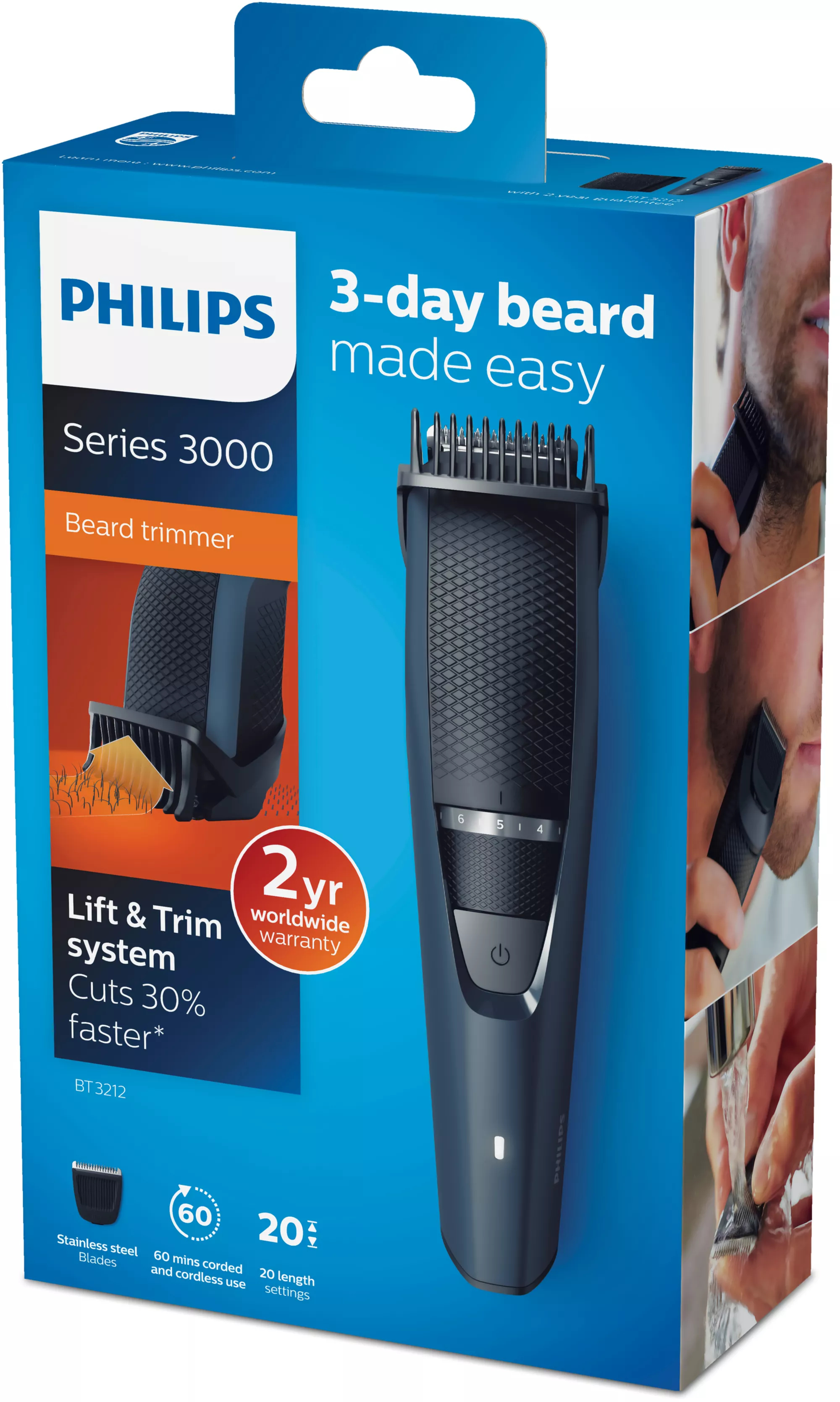 Philips BEARDTRIMMER Series 3000 BT3212/14 beard trimmer AC/Baterry 20 – image 2