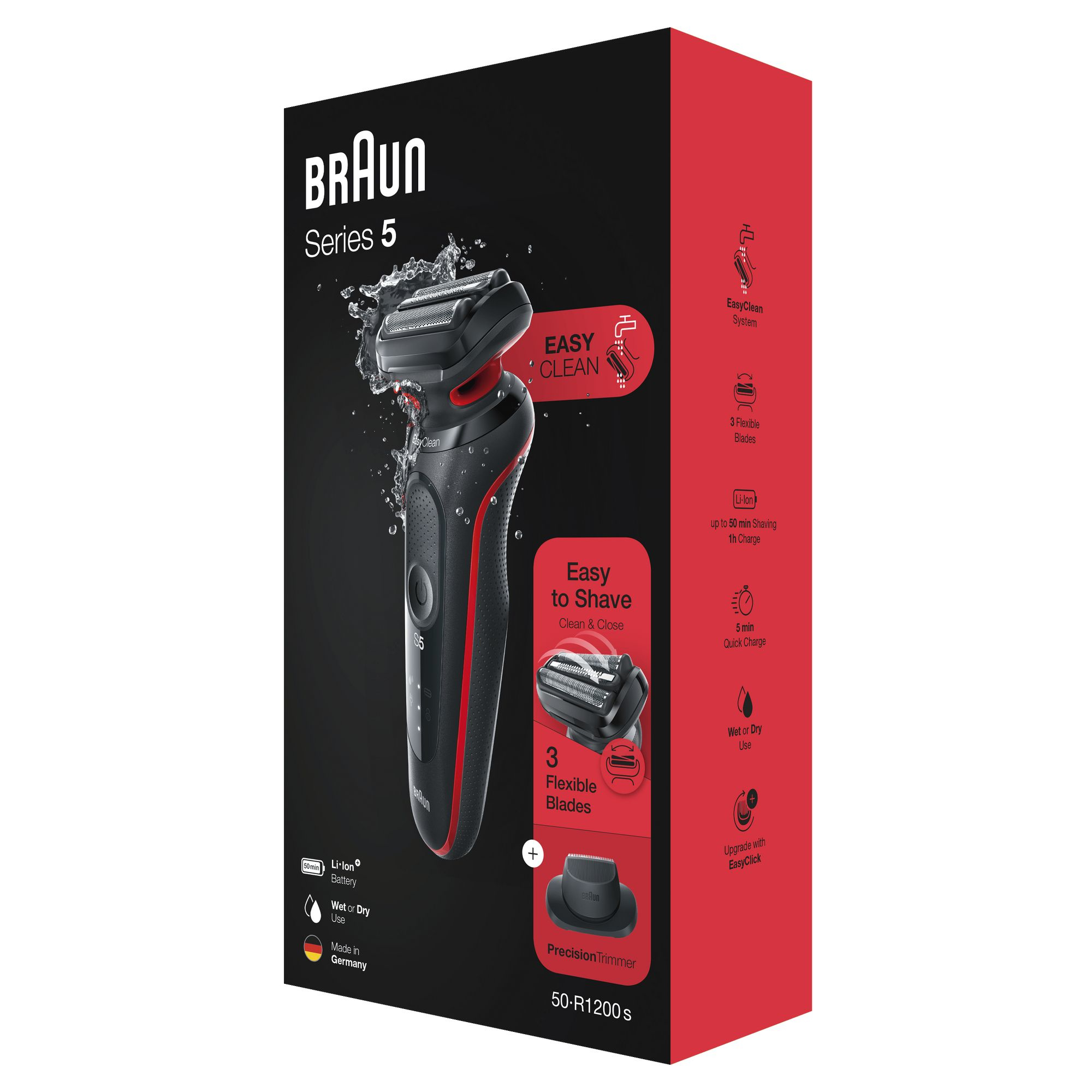 Braun Series 5 50-R1200s Foil shaver Trimmer Red – image 6