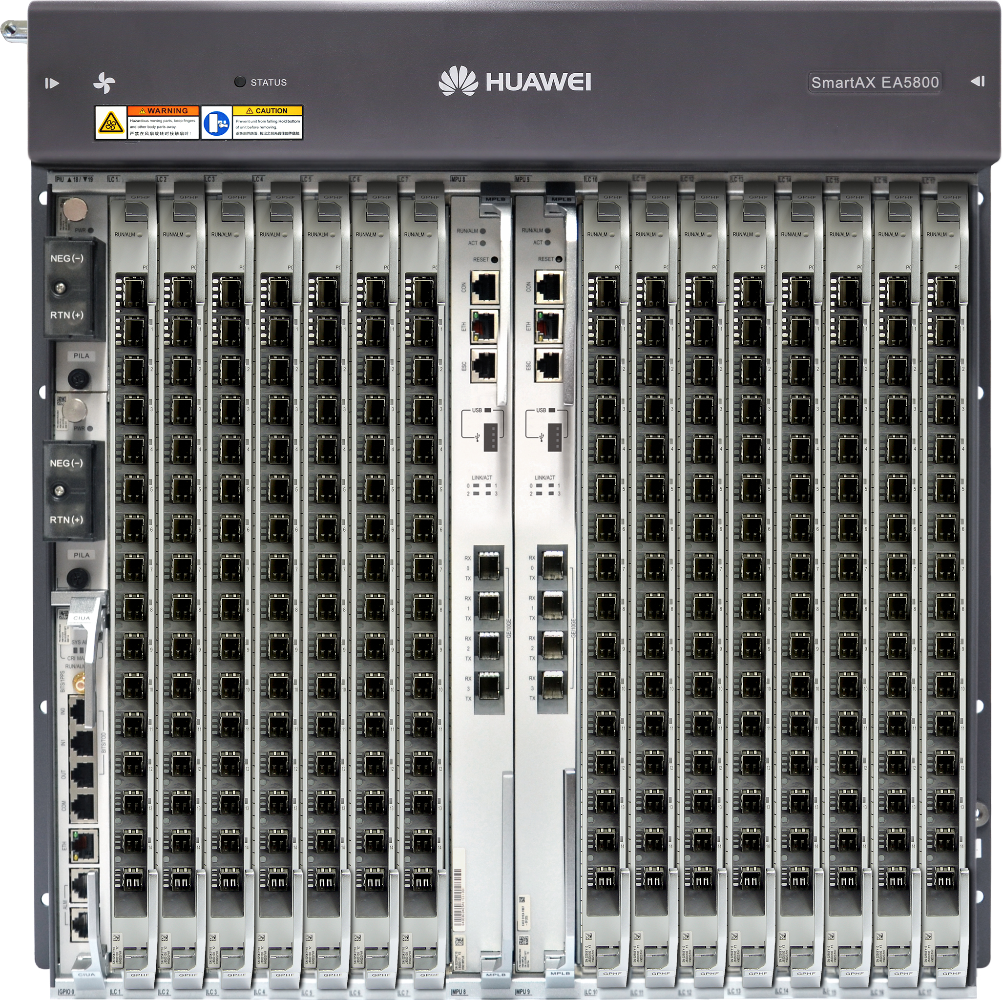 Unidad de Red Óptica HuaweI EA5800-X15 - OLT GPON Carrier Class - 1 Tarjeta de 16 Puertos GPON - 15 Ranuras - 2 Fuentes de Alimentación DC - EA5800-X15