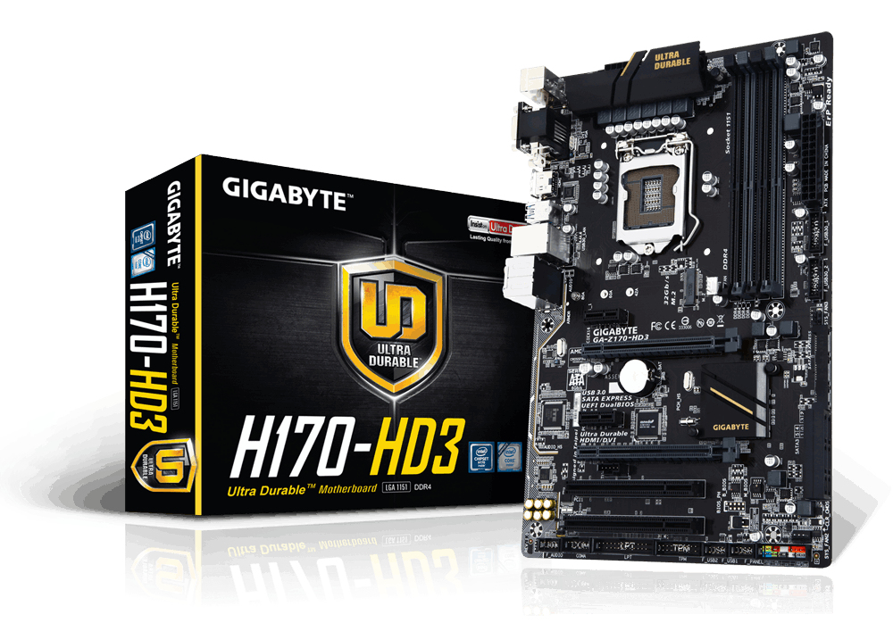 GIGABYTE GA-H170-HD3 motherboard Intel® H170 LGA 1151 (Socket H4) ATX