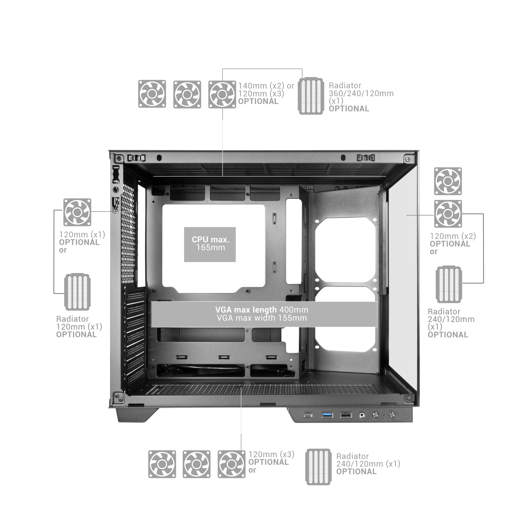 Mars Gaming MCMIRAGEW computer case Midi Tower White – image 8