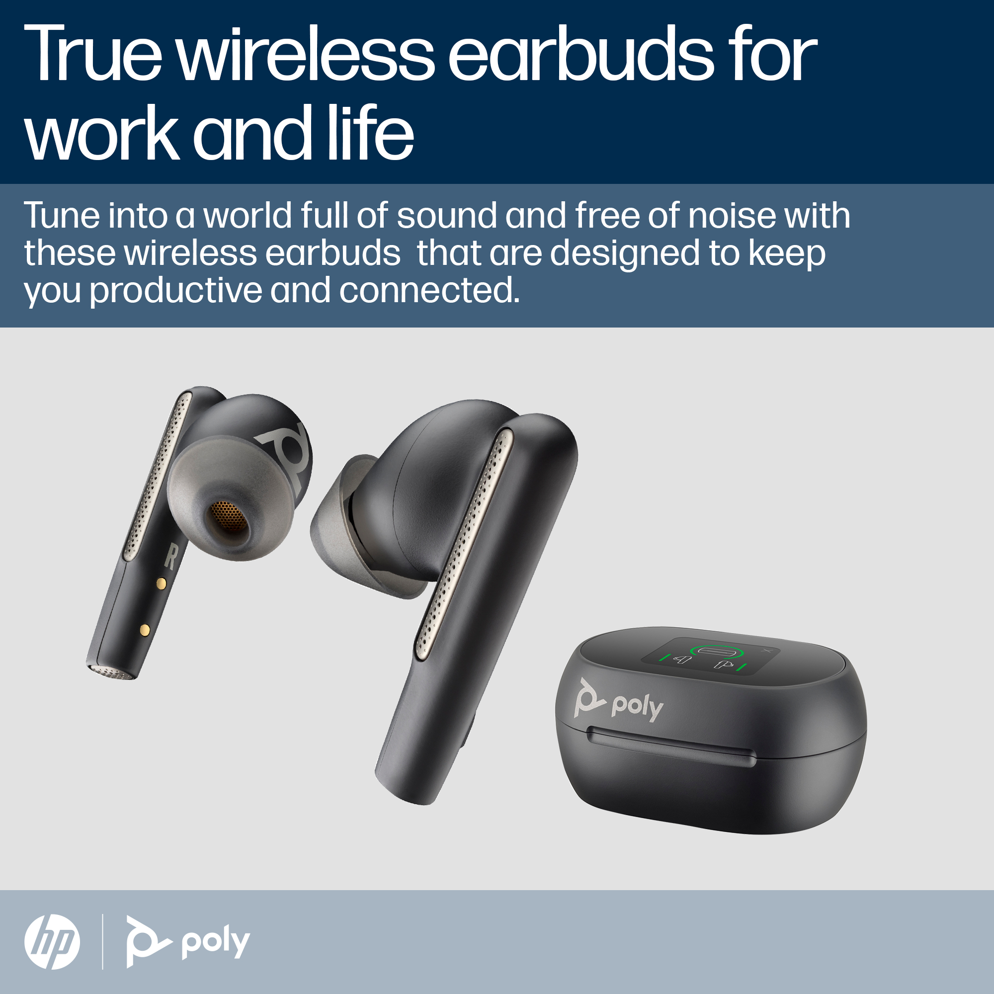 HP Poly Voyager Free 60+ UC Carbon Black Earbuds +BT700 USB-A Adapter +Touchscreen Charge Case – image 3