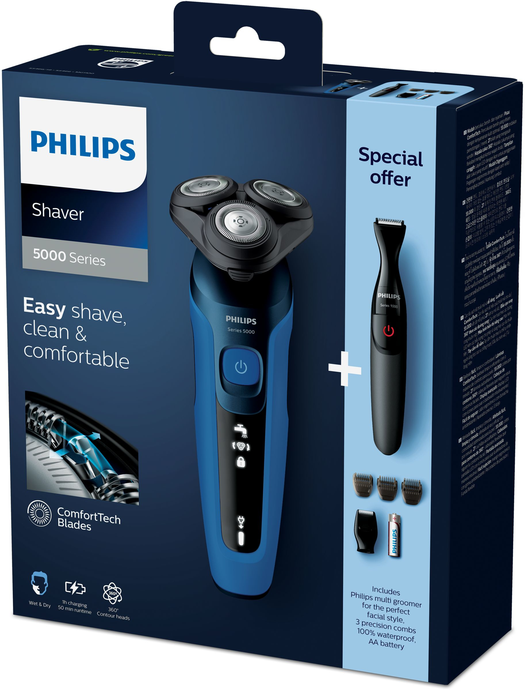 Philips SHAVER Series 5000 S5466/19 men's shaver Rotation shaver Trimmer Blue – image 2
