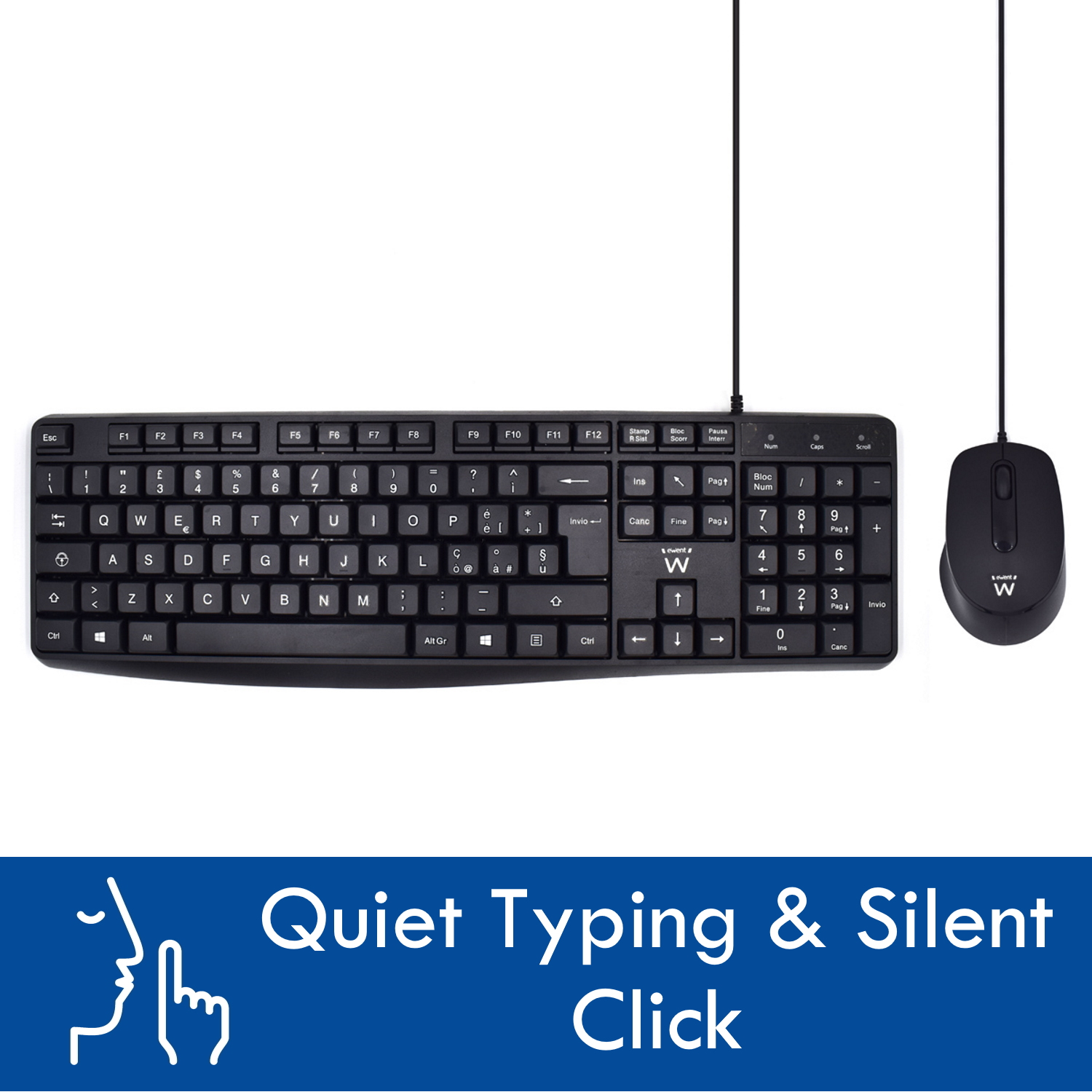 Ewent EW3005 keyboard Mouse included Office USB QWERTY Italian Black – image 3