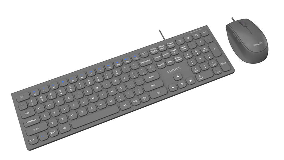 Philips 3000 series SPT6327G/93 keyboard Mouse included Universal USB QWERTY English Grey – image 3