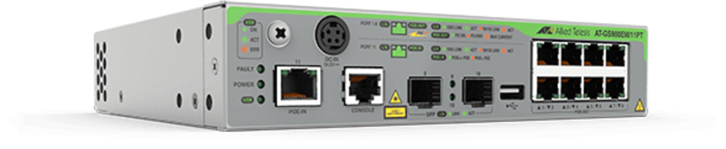 Allied Telesis AT-GS980EM/11PT-50 Managed L3 Gigabit Ethernet (10/100/1000) Power over Ethernet (PoE) 1U Grey
