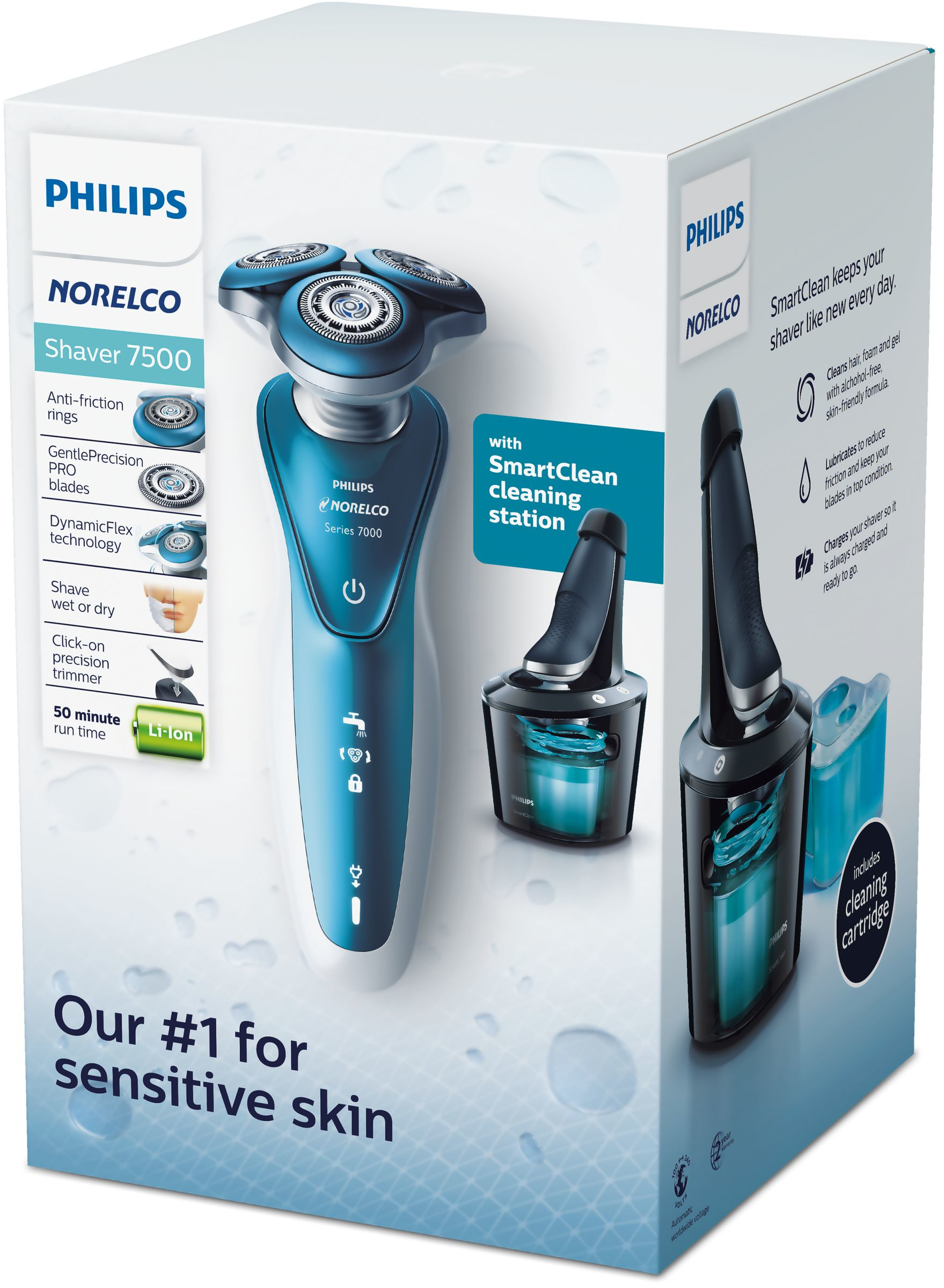 Philips Norelco Shaver 7300 S7371/84 men's shaver Rotation shaver Trimmer Black, Blue, Silver – image 3