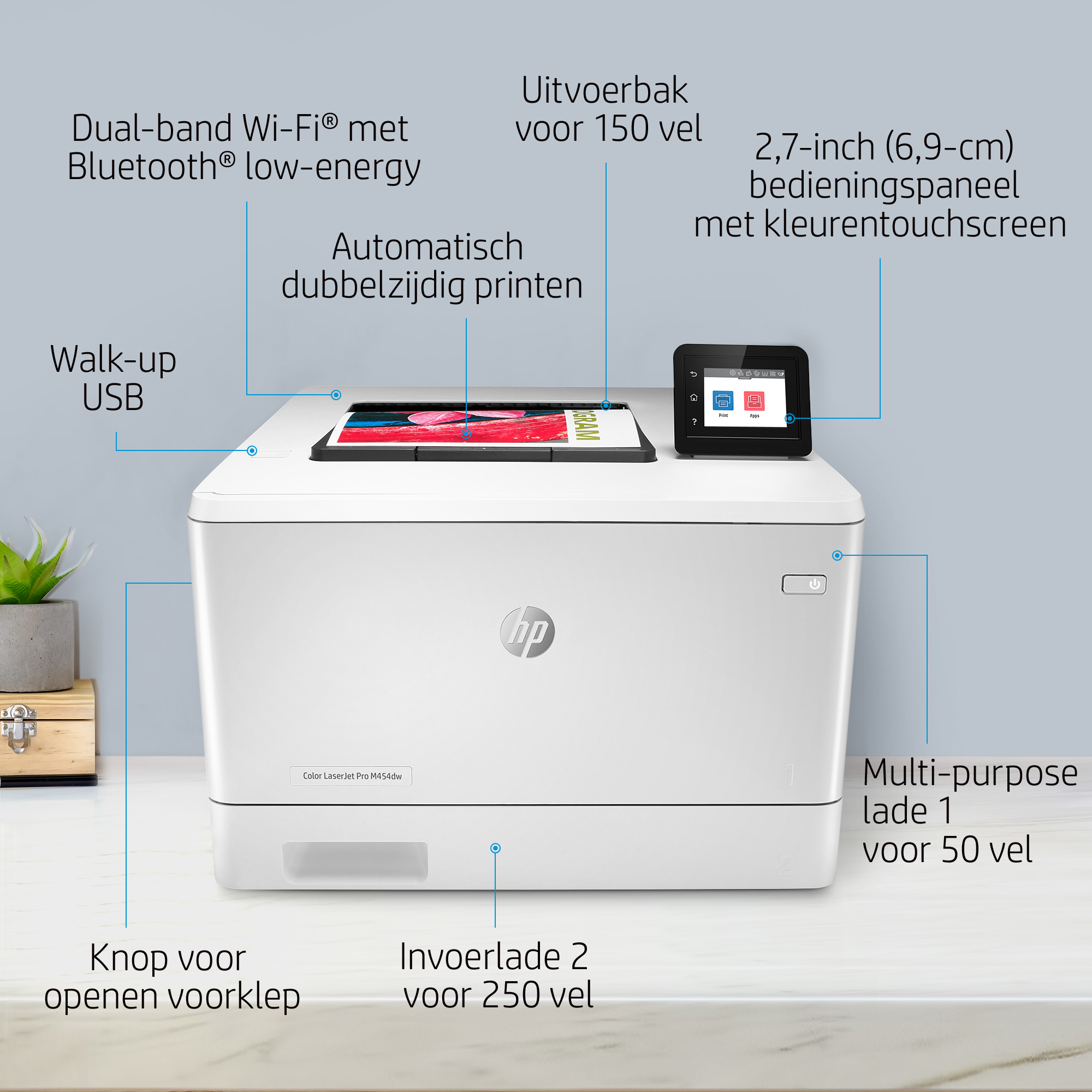 HP LaserJet Pro M454dw Wireless Color Printer, Duplex. Print technology: Laser, Maximum resolution: 600 x 600 DPI, Print s