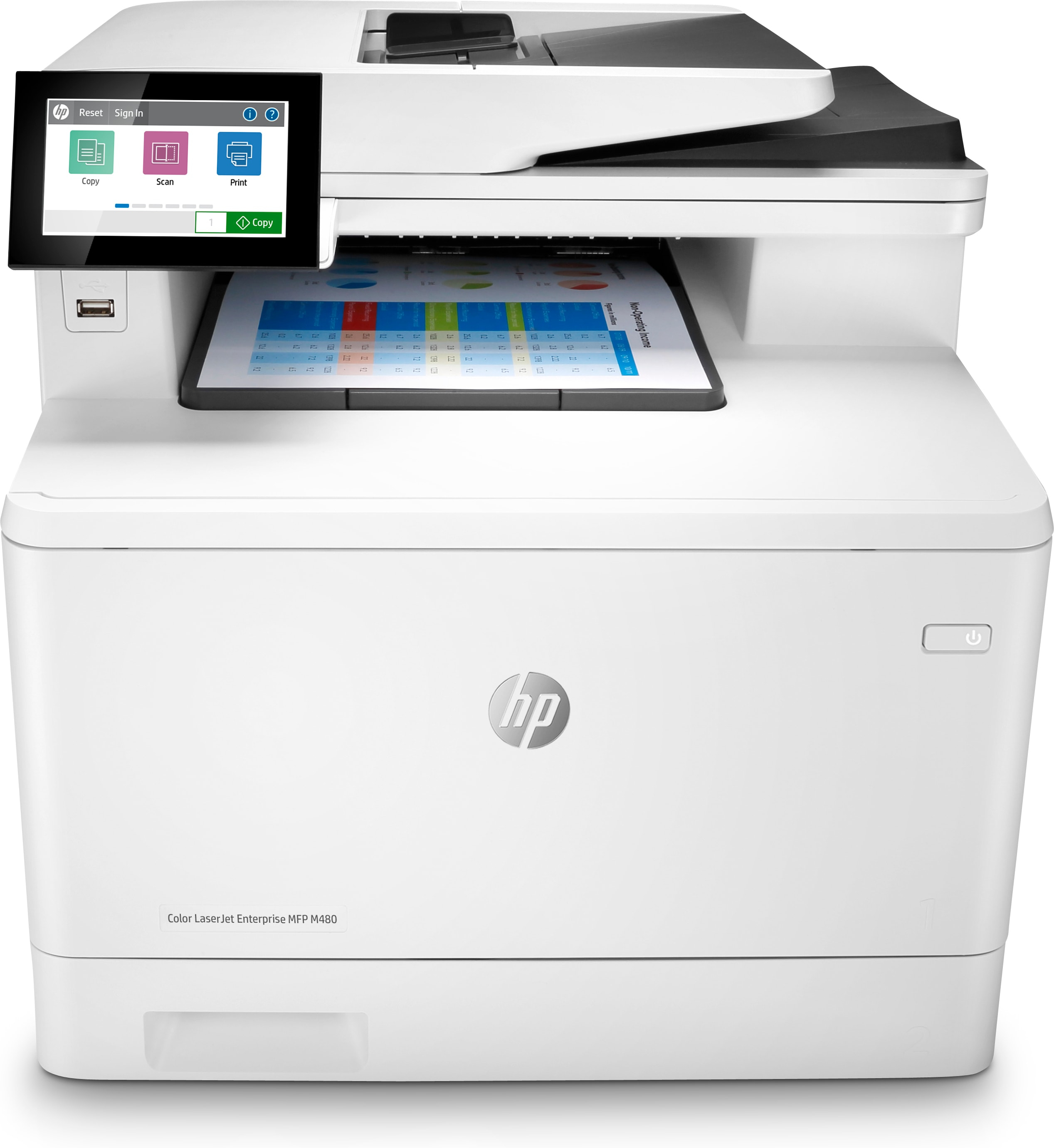 HP Color LaserJet Enterprise MFP M480f, Färg, Skrivare för Företag, Skriv ut, kopiera, skanna, fax, Kompakt storlek; Hög säkerhet; Dubbelsidig utskrift; ADF för 50 ark; Energieffektiv