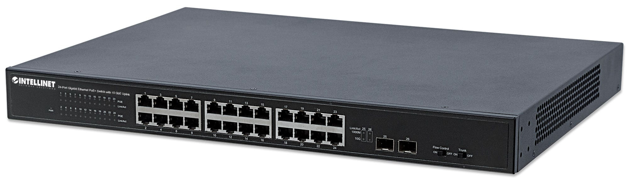 Intellinet 24-Port Gigabit Ethernet PoE+ Switch with 10 GbE Uplink, 24 x PoE ports, IEEE 802.3at Power over Ethernet (PoE+) – image 2