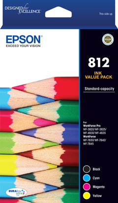 Epson 812 tindikassett 4 tk Originaal Standard Yield Must, Tsüaan, Magenta, Kollane