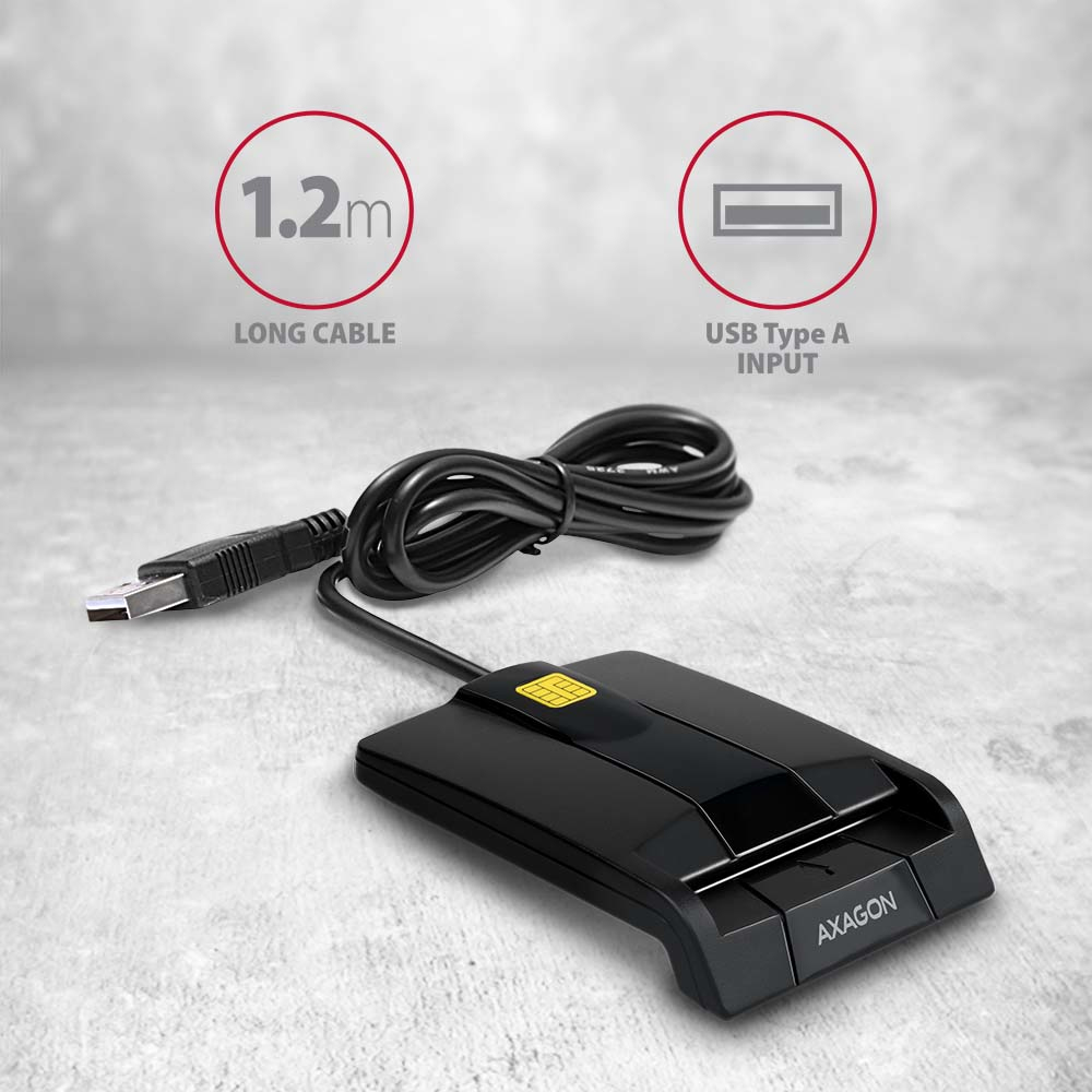 Axagon CRE-SM3 smart card reader Indoor USB USB 2.0 Black – image 4