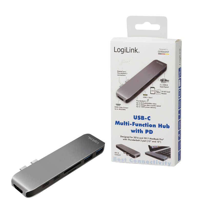 LogiLink UA0302 laptop dock/port replicator USB 3.2 Gen 1 (3.1 Gen 1) Type-C Aluminium, Black – image 3