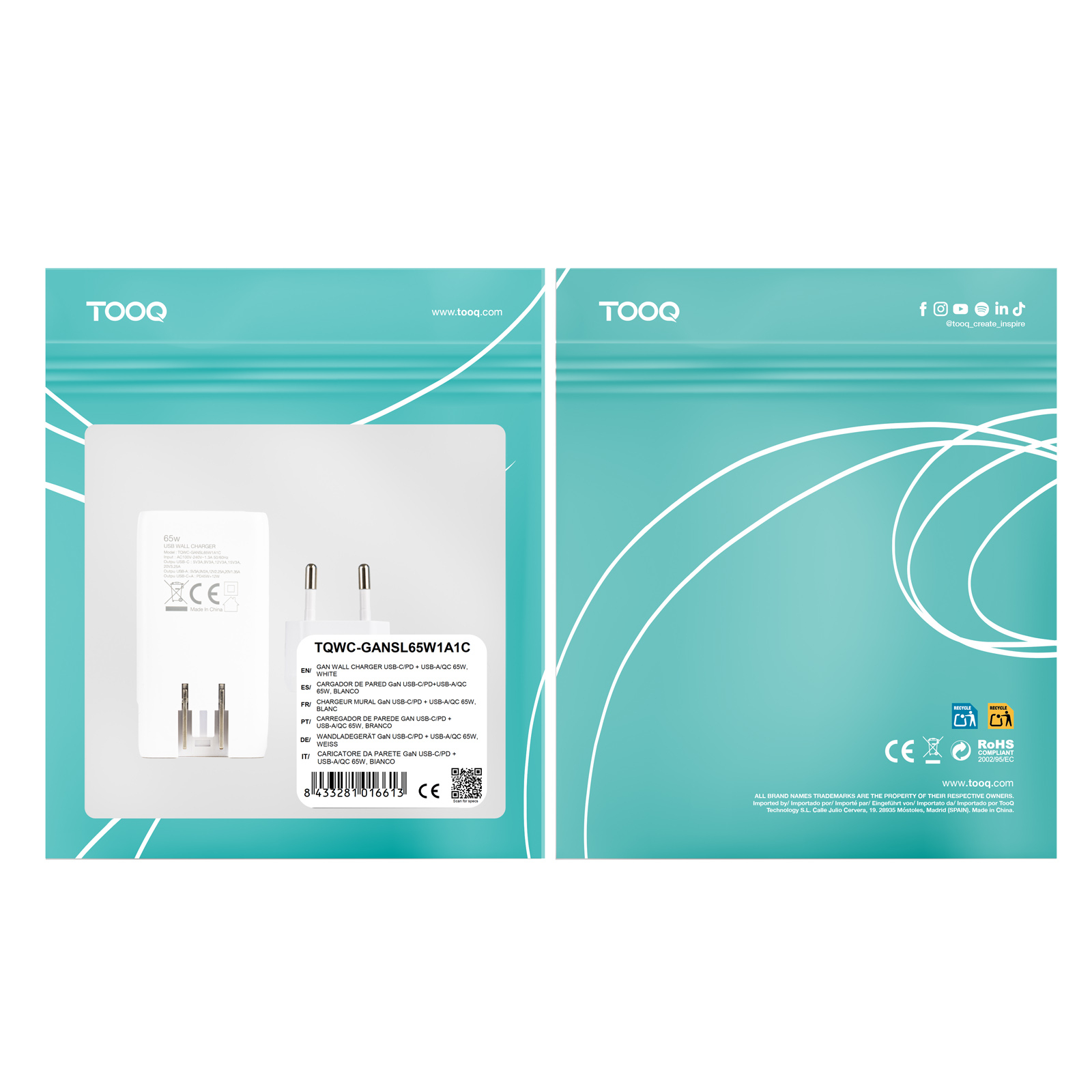 TooQ TQWC-GANSL65W1A1C mobile device charger Universal White AC Fast charging Indoor – image 9