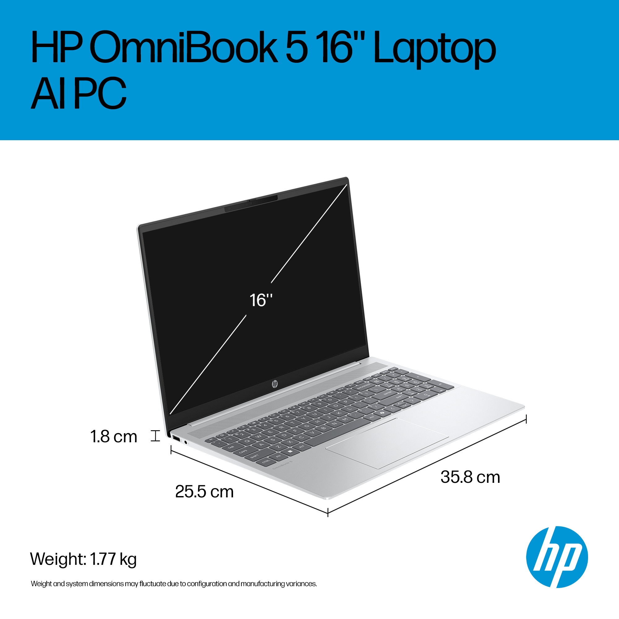 HP OmniBook 5 LaptopAI 16-af1002na Intel Core Ultra 5 225U Laptop 40.6 cm (16″) 2K 16 GB LPDDR5x-SDRAM 512 GB SSD Wi-Fi 6 (802.11ax) Windows 11 Home AI PC Silver image 10