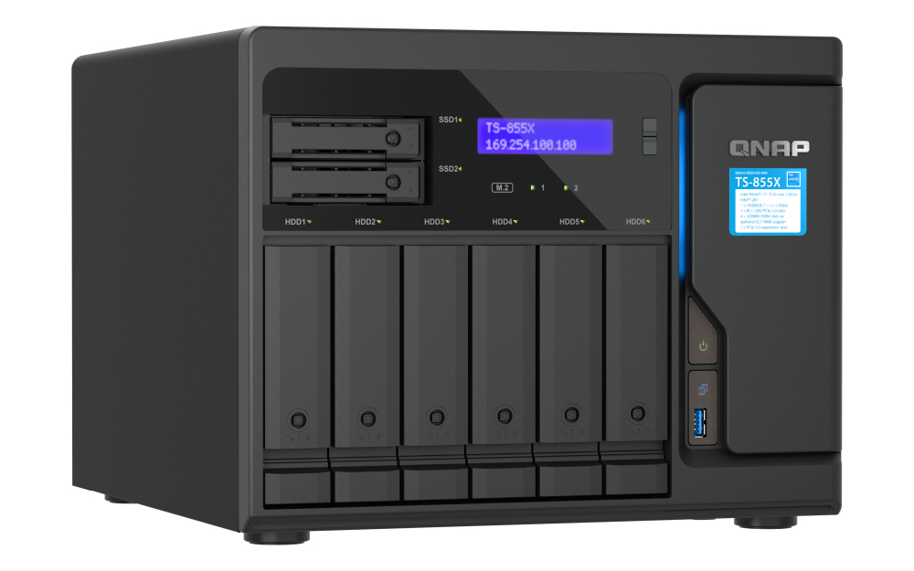 QNAP TS-855X NAS Tower Intel Atom C5125 8 GB DDR4 48 TB HDD QNAP QTS Nero (QNAP 48TB Seagate Ironwolf TS-855X-8G 8-Bay NAS Inte