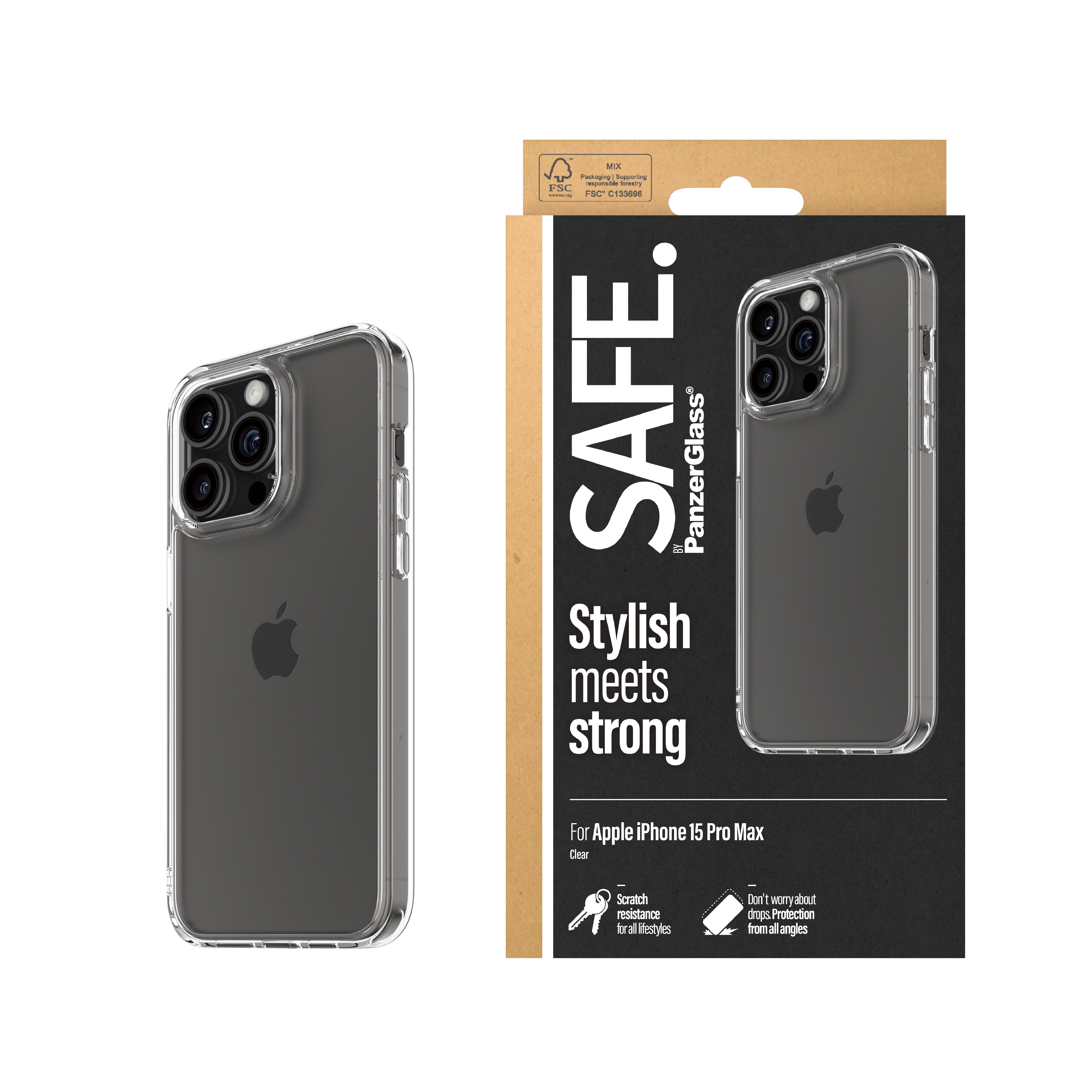 PanzerGlass SAFE. by ® ImpactCase iPhone 15 Pro Max | Transparent