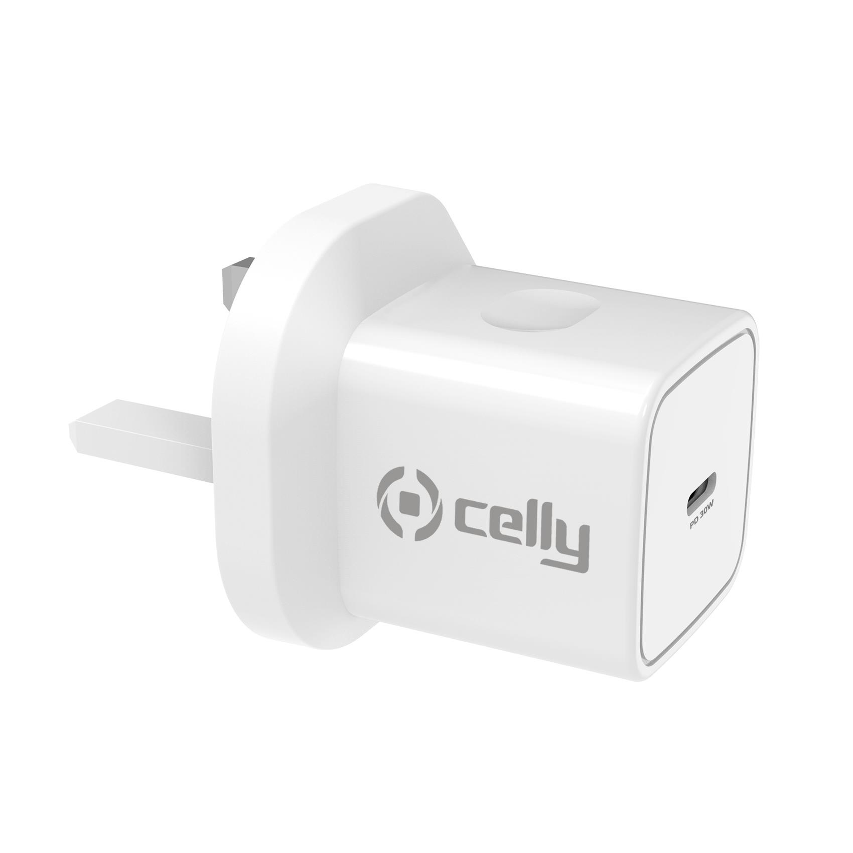 Celly TC1USBC30WUK mobile device charger Smartphone, Smartwatch, Tablet White AC Indoor