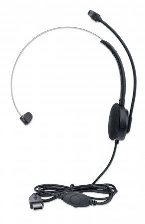 Mono On-Ear Headset (USB), Microphone Boom (padded), Retail Box Packaging, Adjustable Headband, In-Line Volume Control, Ea
