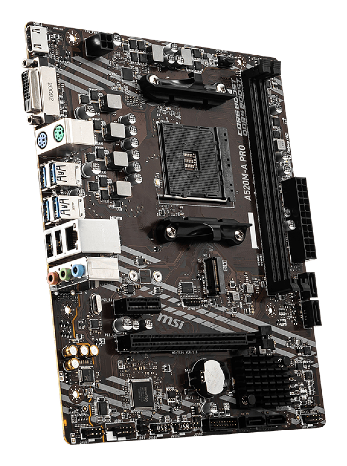 Tarjeta Madre MSI A520M-A PRO - Socket AM4 - 2xDDR4 - 1866/3200MHz - HDMI - DVI-D - M.2 - USB 2.0/3.2 - Micro ATX - A520M-A PRO