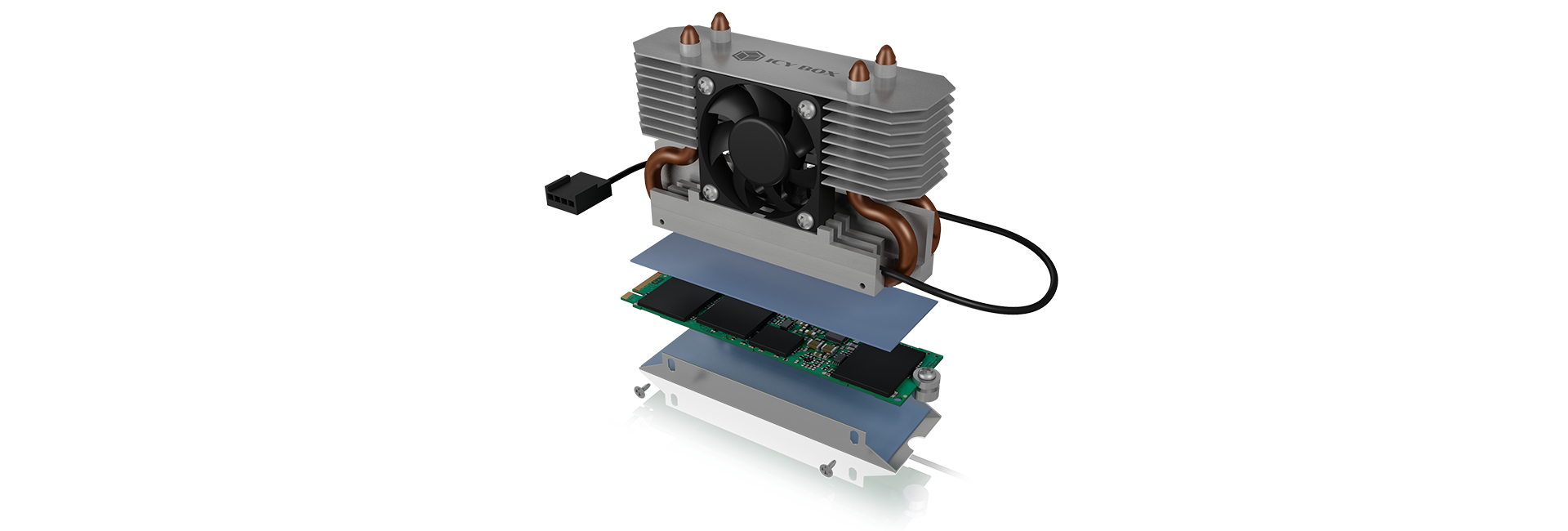 ICY BOX IB-M2HSF-702 Solid-state drive Heatsink/Radiator 3 cm Silver 1 pc(s) image 3
