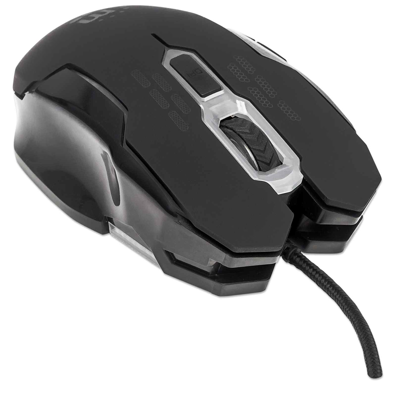 Manhattan Gaming USB Wired Mouse, Black, Adjustable DPI (800, 1200, 1600 or 2400dpi), USB-A, Optical, LED lighting, Six Button with Scroll Wheel, Low friction b – image 4