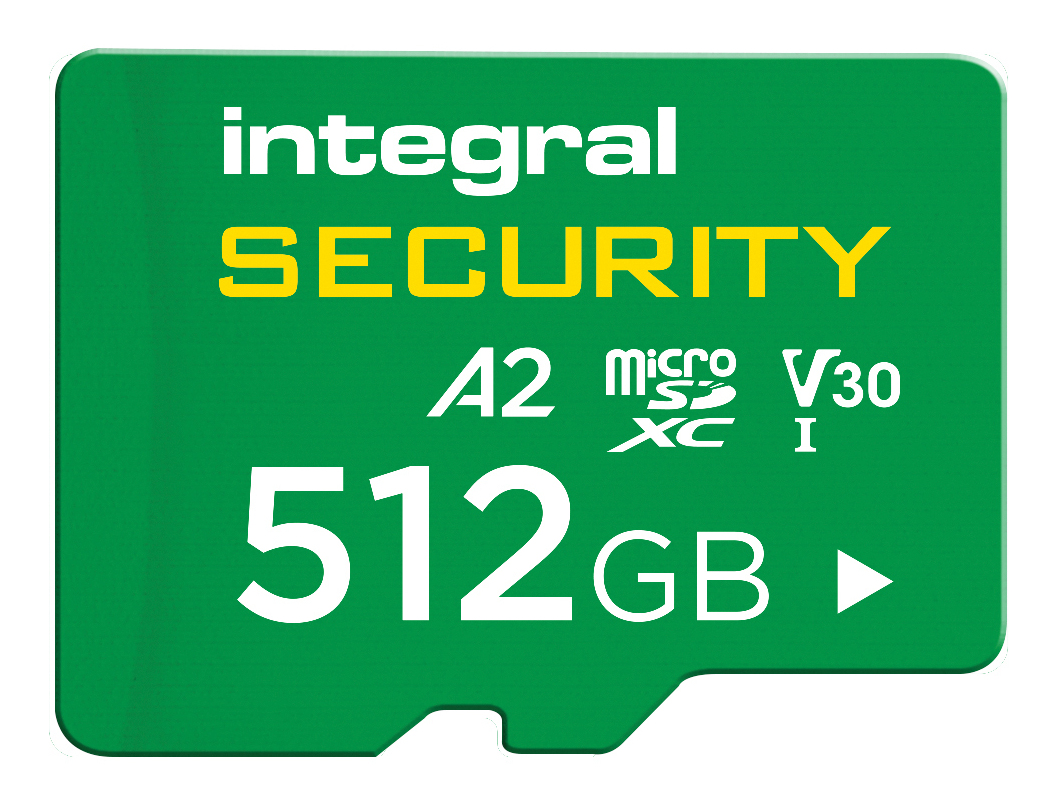 Integral 512GB MSDXC UHS-1 U3 CL10 V30 A2 SECURITY CAM CARD UP TO 100MBS READ 50MBS WRITE
