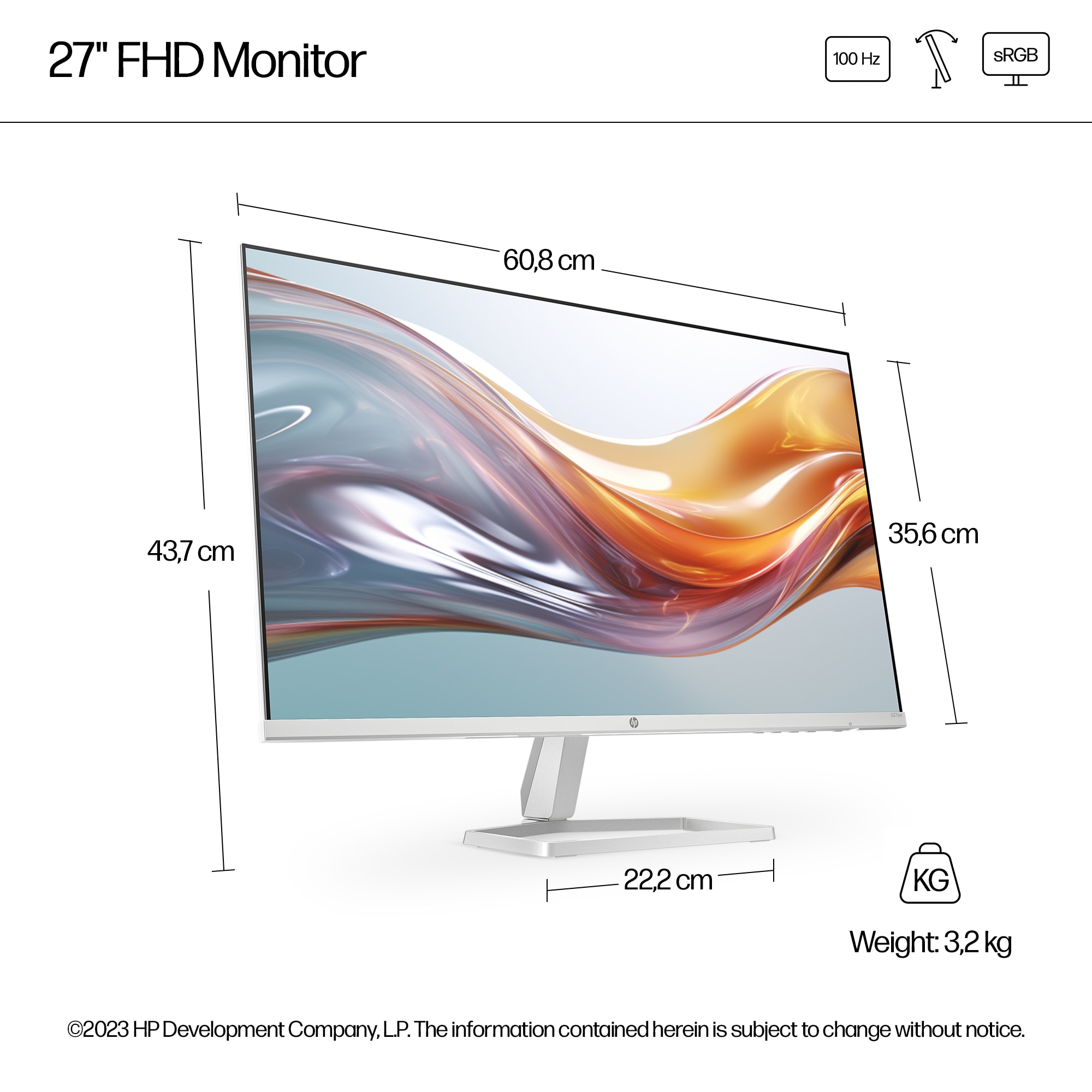HP Series 5 27 inch FHD White Monitor - 527sw – image 5