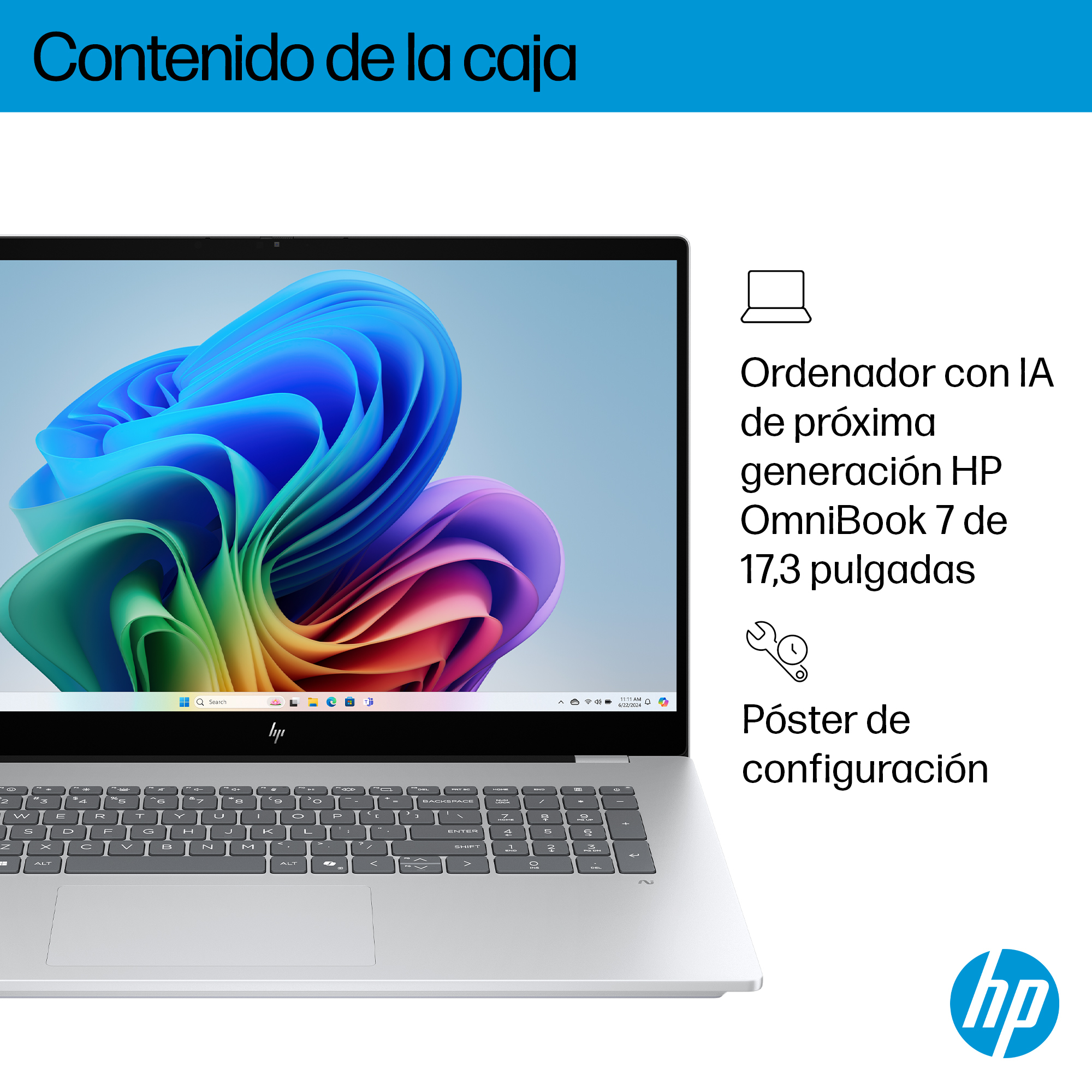 Portátil-HP OmniBook 7 NGAI 17-dc0003ns Copilot+ PC, 17,3" FHD, Intel® Core™ Ultra 258V, 32GB RAM, 1TB SSD, GeForce RTX 4050, Windows 11 Home, Plata - imagen 6