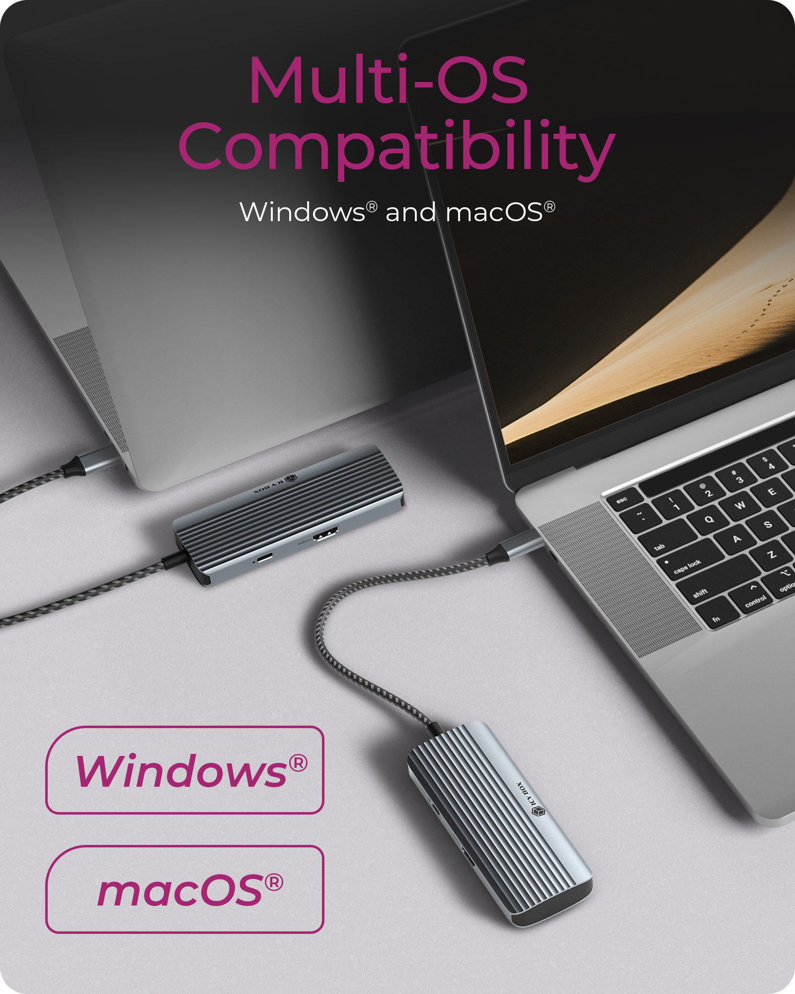 ICY BOX IB-DK4022a-CPD Wired USB 3.2 Gen 1 (3.1 Gen 1) Type-C Aluminium, Silver – image 5