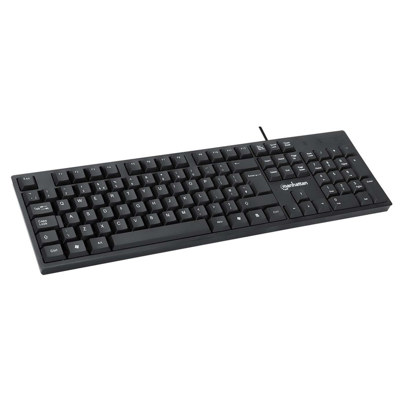 Manhattan Keyboard UK USB Wired, Standard Qwerty layout, Black, Full Size Keys, Cable 1.5m, USB-A connection, Plug and Play, Three Year Warranty, Retail Boxed – image 3