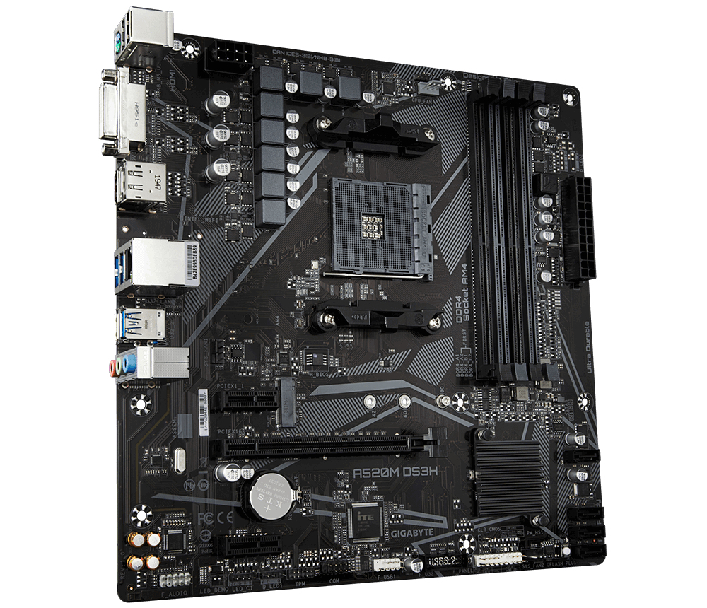 Tarjeta Madre Gigabyte A520M DS3H - Socket AM4 - 4x DDR4 - 2133/3200/4400(O.C.) MHz - HDMI - DVI-D - M.2 - USB 2.0/3.2 - Micro ATX - A520M DS3H Tarjeta Madre Gigabyte A520M DS3H - Socket AM4 - 4x DDR4 - 2133/3200/4400(O.C.) MHz - HDMI - DVI-D - M.2 - USB 2.0/3.2 - Micro ATX - A520M DS3H
