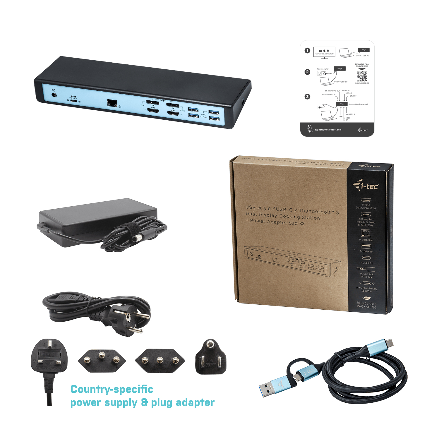 i-tec USB 3.0 / USB-C / Thunderbolt 3 Dual Display Docking Station + Power Delivery – image 7