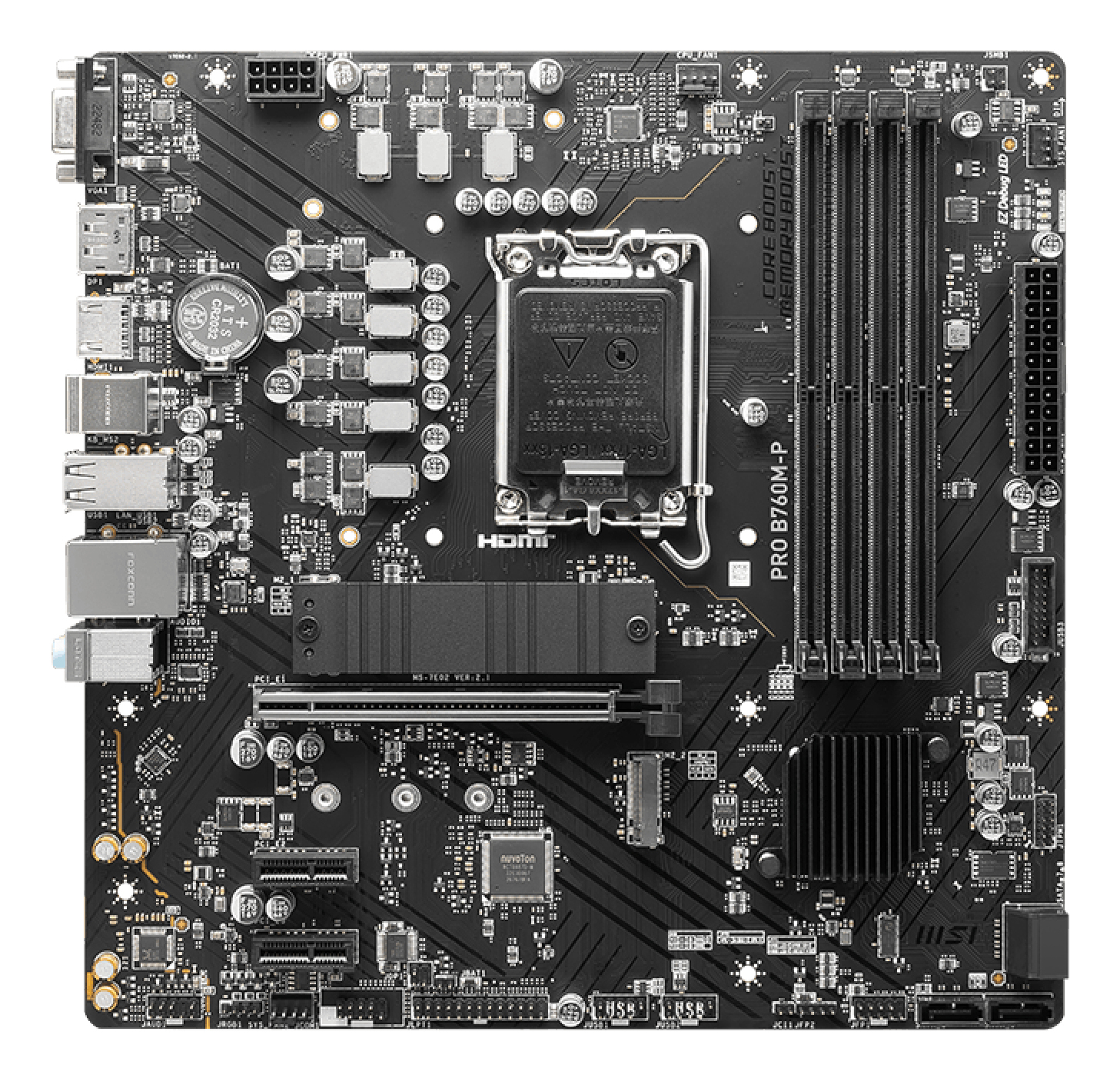 Tarjeta Madre MSI PRO B760M-P - Socket 1700 - 4x DDR5 - 4800/5600/6800+(OC)MHz - HDMI - DisplayPort - VGA - USB 2.0/3.2 - Micro ATX - PRO B760M-P