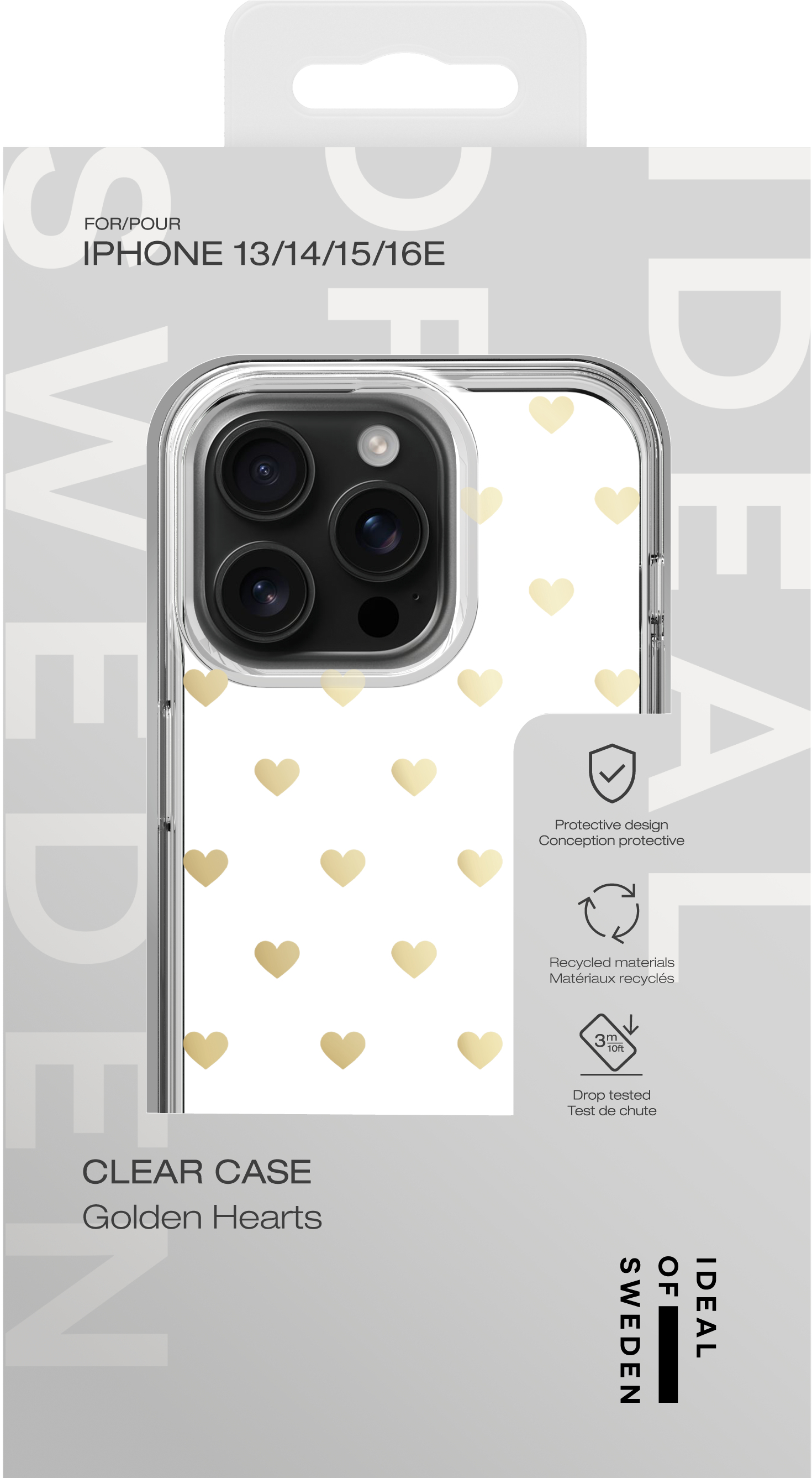 iDeal of Sweden Clear Case iPhone 13 / 14 / 15 / 16e Golden Hearts – image 2