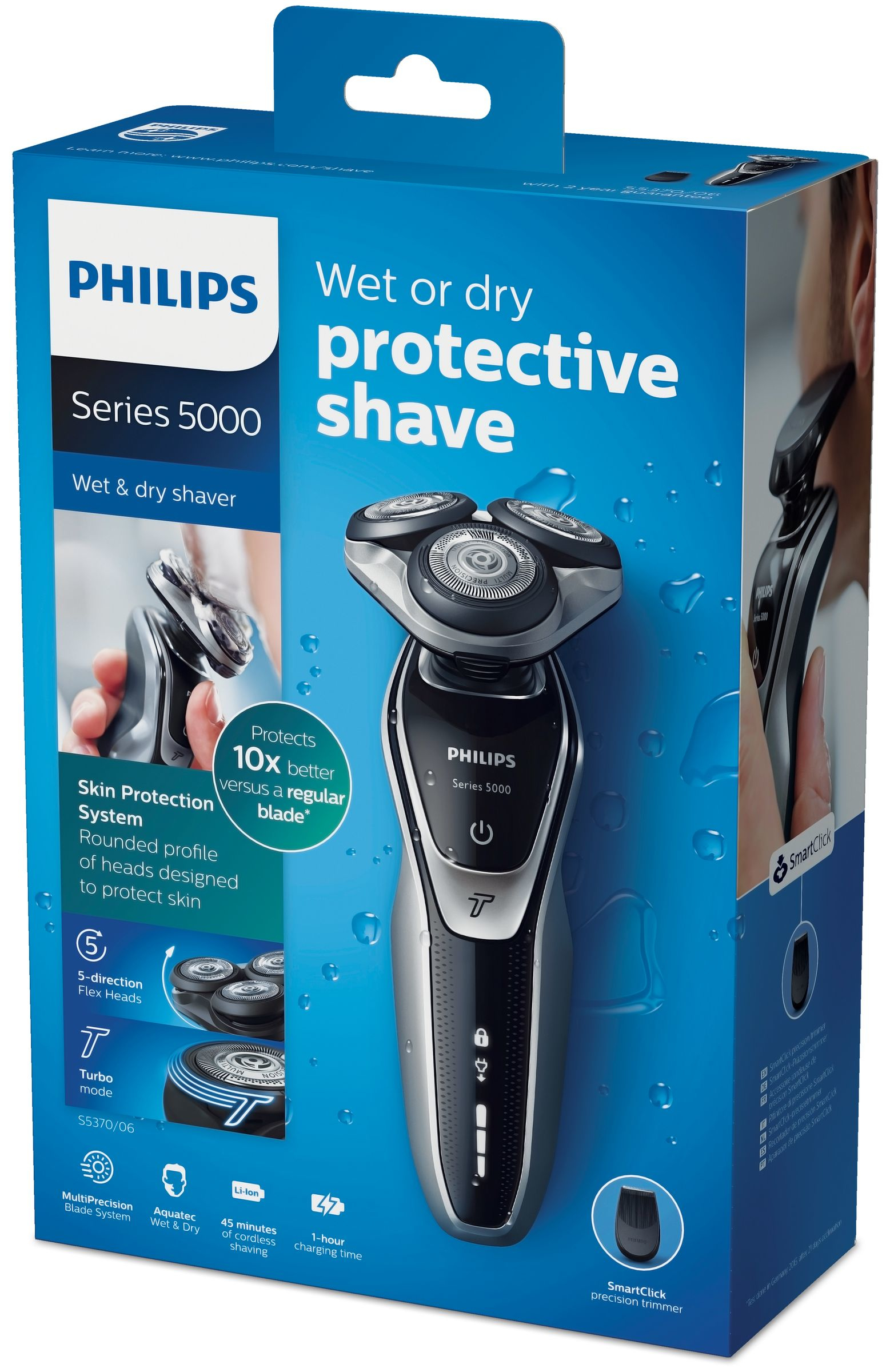 Philips SHAVER Series 5000 S5370/06 men's shaver Rotation shaver Trimmer Black, Silver – image 2