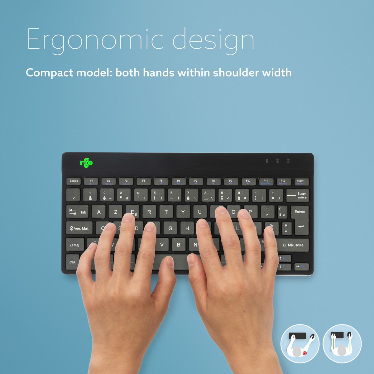 R-Go Tools Ergonomic keyboard R-Go Compact Break, compact keyboard with break software, AZERTY (FR), Bluetooth, black – image 8