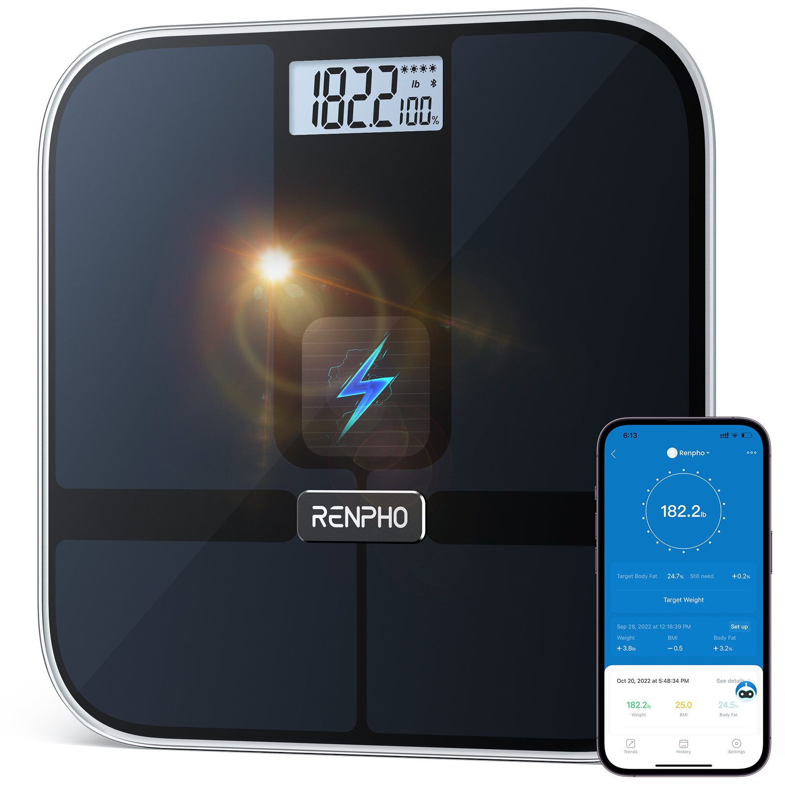 Renpho Elis Solar 2 Square Black Electronic personal scale