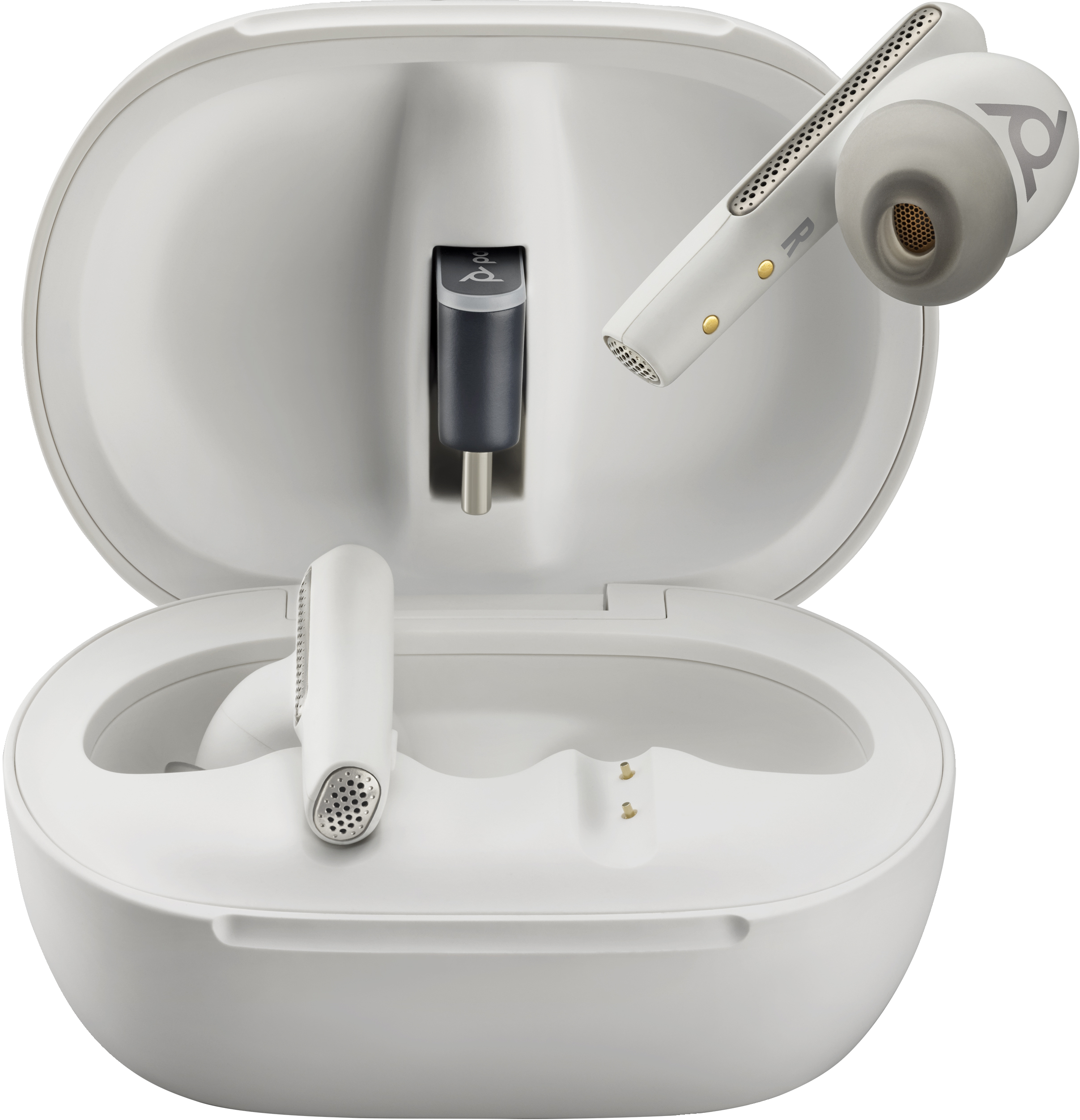 POLY Auricolari bianco sabbia Voyager Free 60 UC Adattatore BT700 USB-C Custodia di ricarica touchscreen