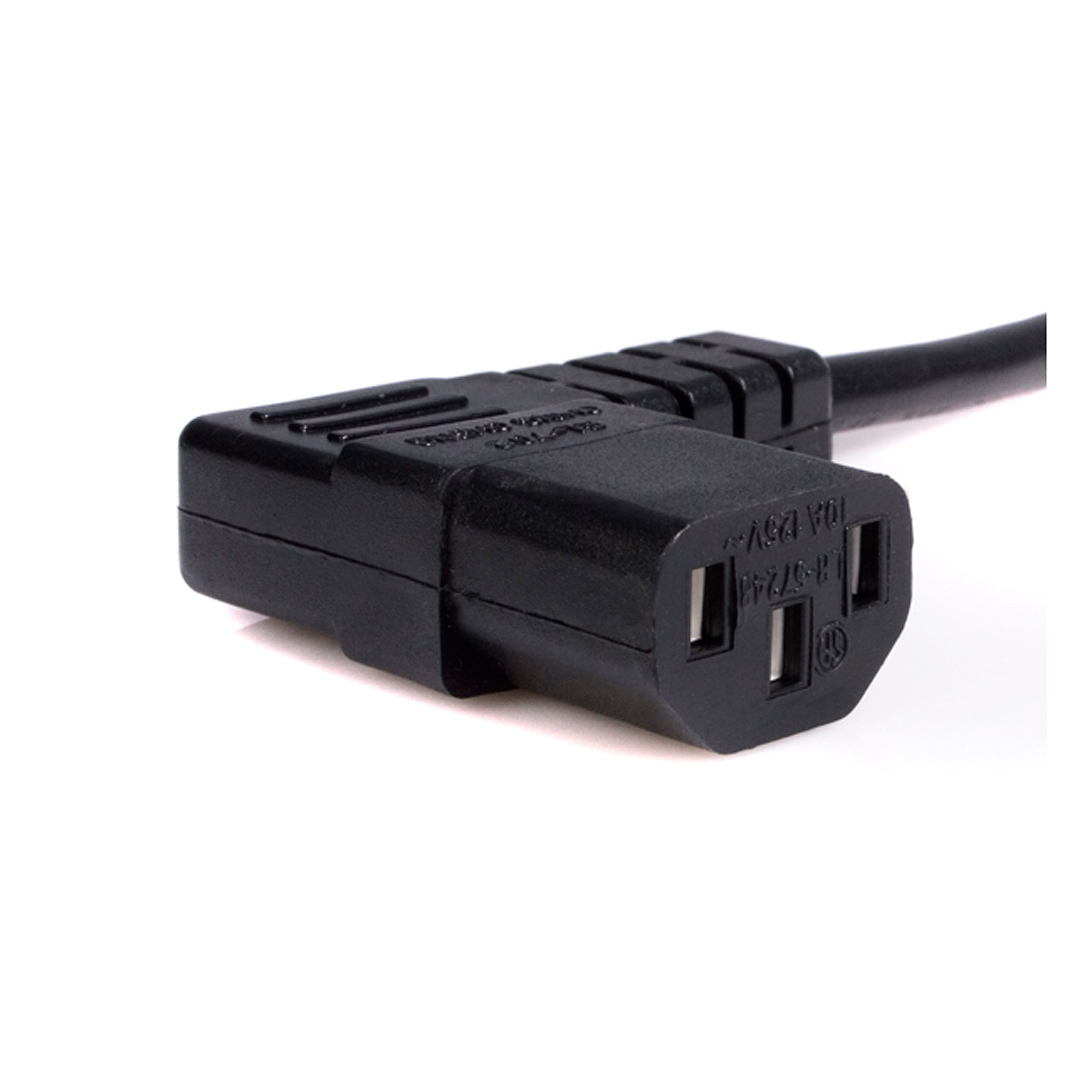Resim StarTech.com PXT101L10 3.05m 18AWG SVT 3-İletkenli 125V 10A NEMA 5-15P - C13 Açılı Güç Kablosu