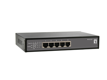 LevelOne 4 x 802.3af PoE + 1 FE Unmanaged Switch -40 ~ 75C, Desktop