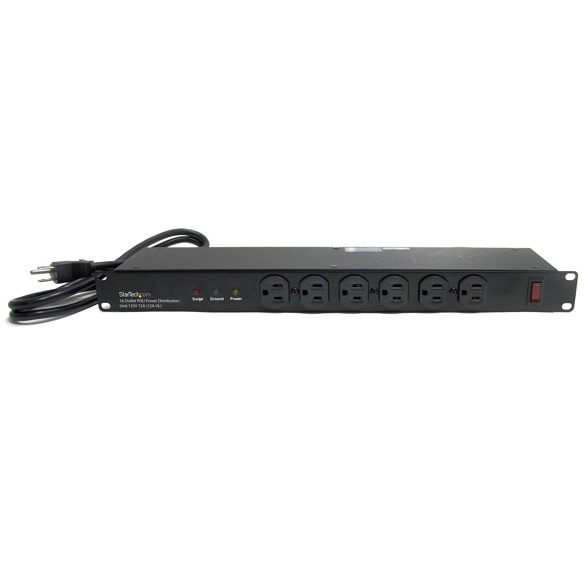 StarTech.com 1U Rack PDU 16-Outlet NEMA 5-15 15A Surge Protection RKPW161915