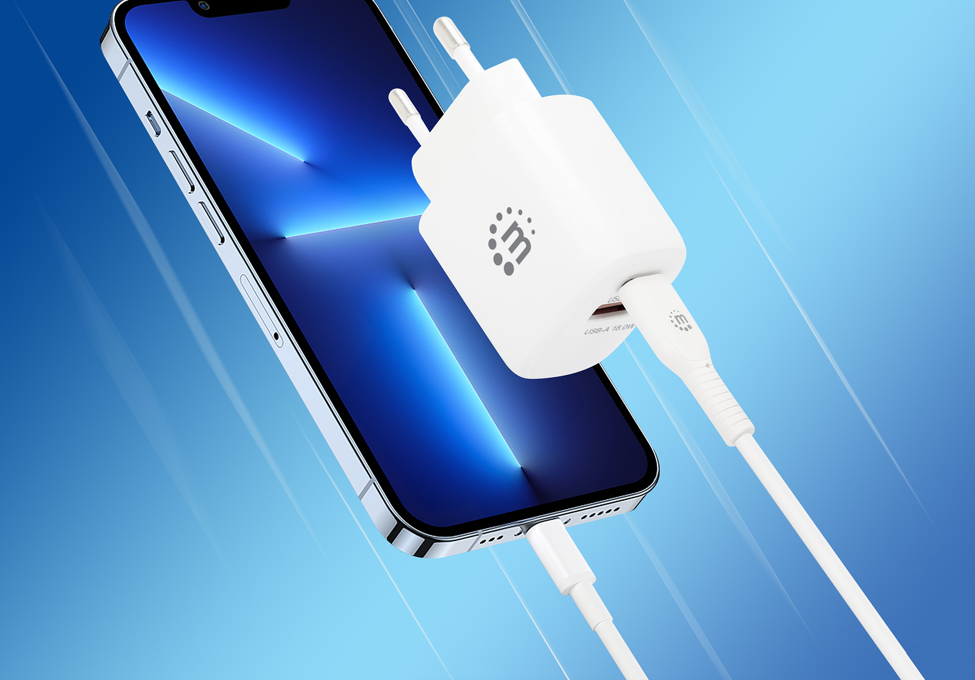 Manhattan Wall/Power Mobile Device Charger (Euro 2-pin), USB-C and USB-A ports, USB-C Output: – image 7