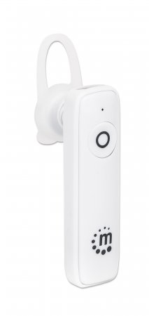 Manhattan Single Ear Bluetooth Headset (Clearance Pricing), Omnidirectional Mic, Integrated Controls, White, 10 hour usage time, Range 10m, USB-A charging cable – image 2