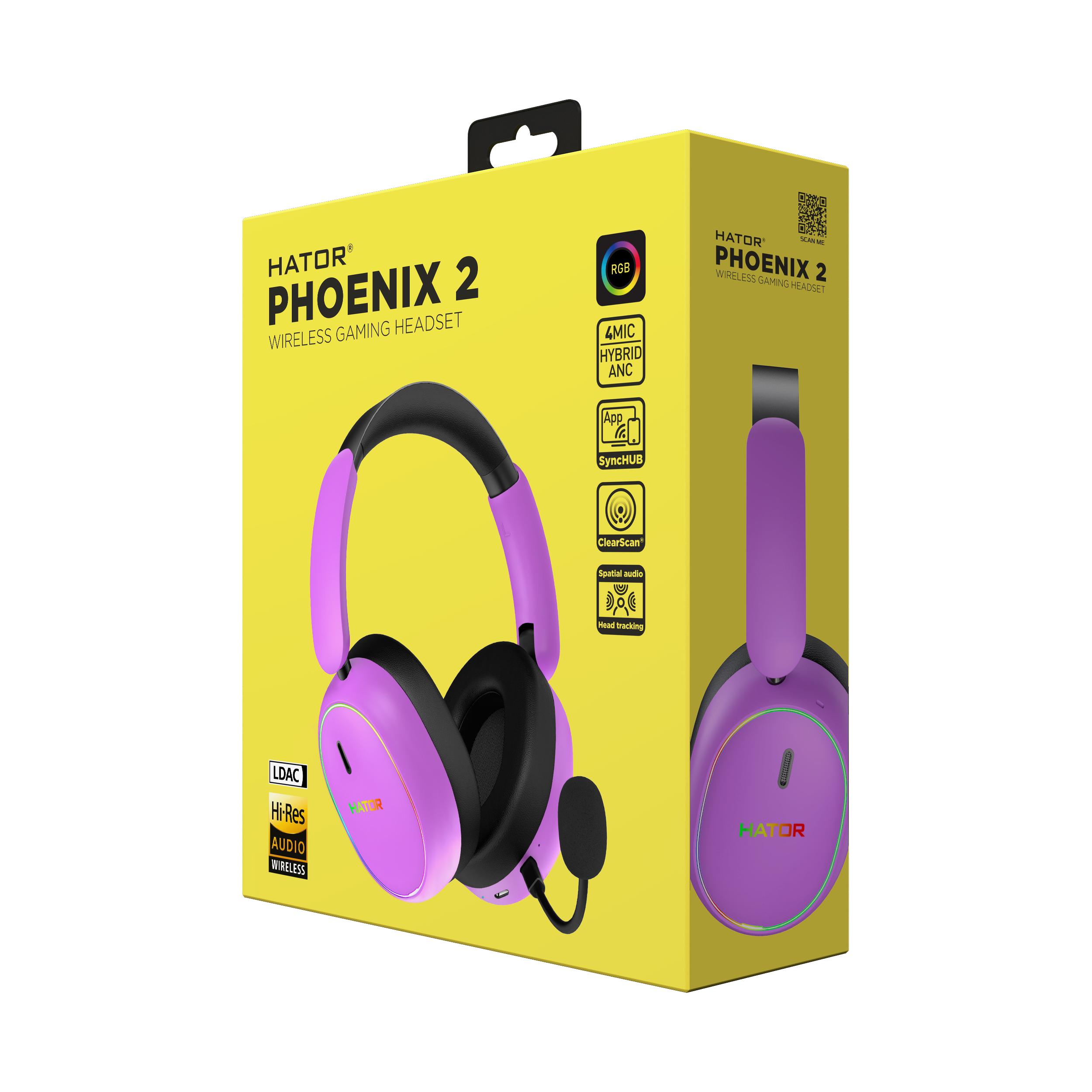 HATOR Phoenix 2 Wireless Auricolare Con cavo e senza cavo A Padiglione Gaming USB Type-C / USB Type-A Bluetooth Viola